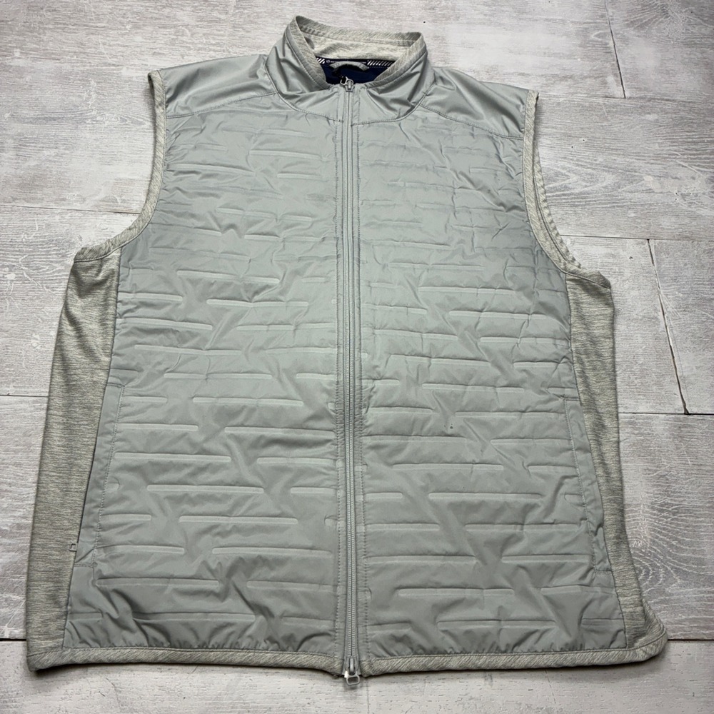 Southern Tide Tide to Trail Vest Mens XL Gray Quilted Hybrid Full Zip Golf Vest